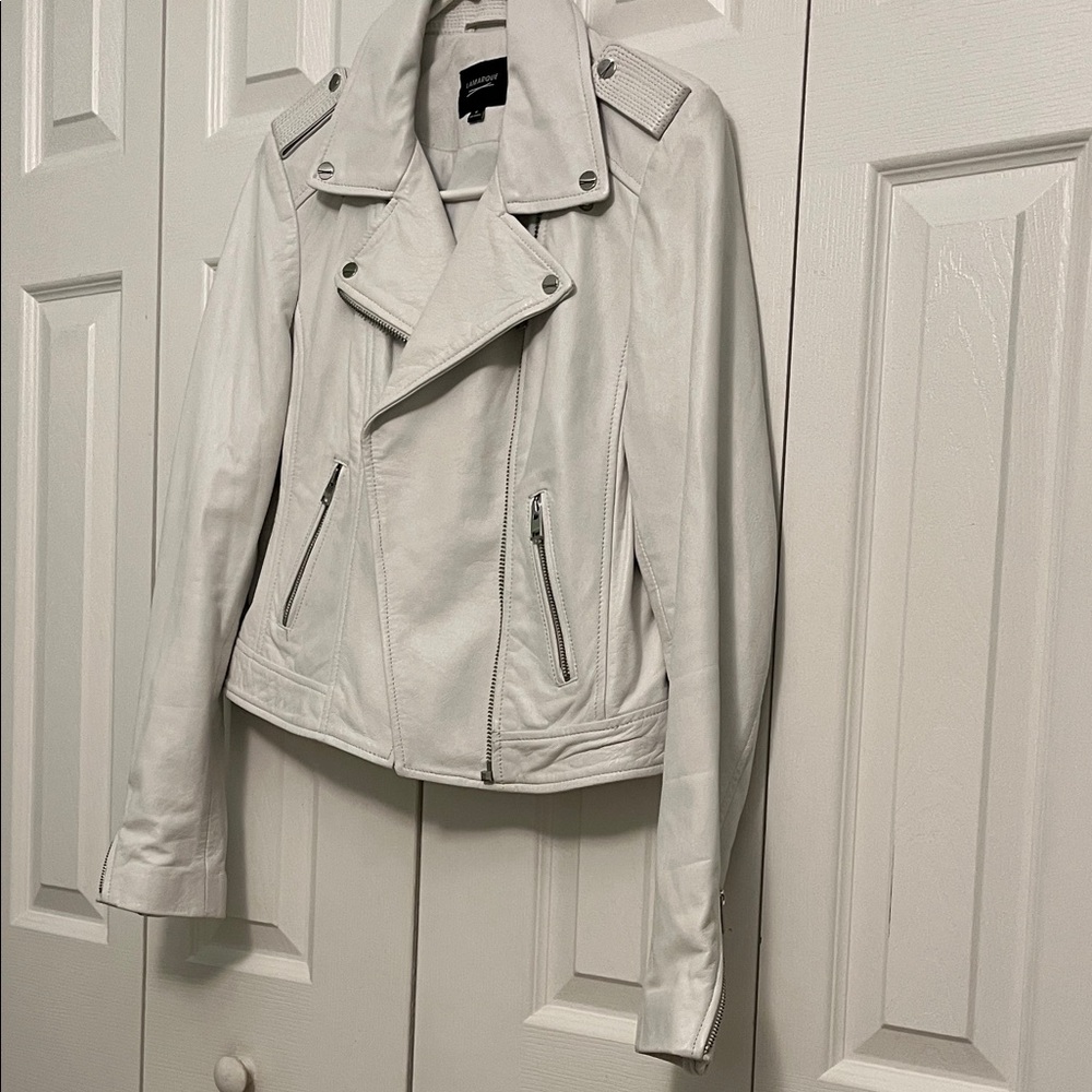 Lamarque White Leather Jacket Medium - image 8